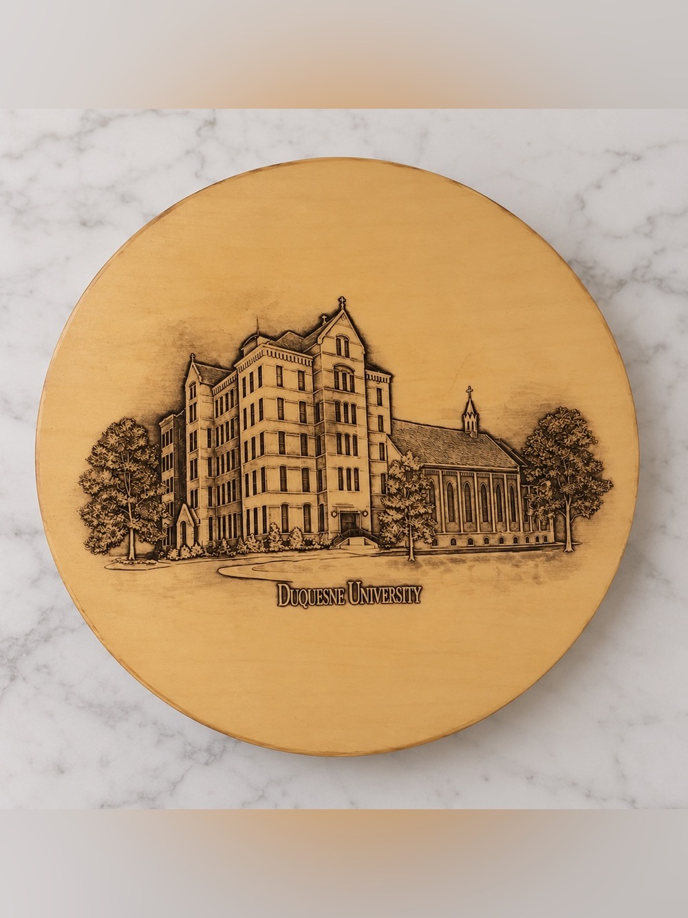 Engraved Wood Round Plaque - Natural